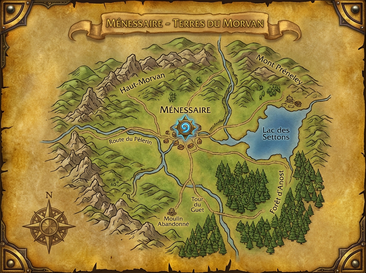 Carte du Morvan façon World of Warcraft